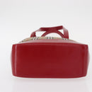 BURBERRY Nova Check Tote Bag Canvas Leather Beige Red gold Auth gh1367-5