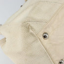 CHANEL Chain V Stitch Shoulder Bag Canvas White Silver CC Auth gh1368-14