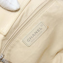 CHANEL Chain V Stitch Shoulder Bag Canvas White Silver CC Auth gh1368-17
