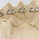 CHANEL Chain V Stitch Shoulder Bag Canvas White Silver CC Auth gh1368-18