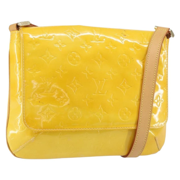 LOUIS VUITTON Monogram Vernis Thompson Street Bag Lime Yellow M91071 Auth gh1370