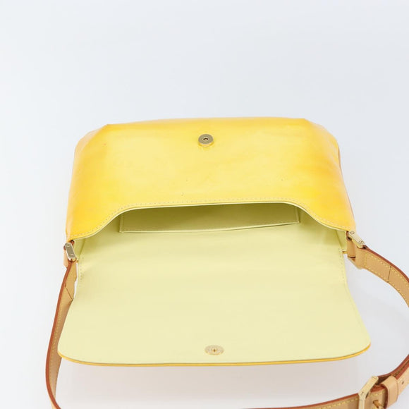 LOUIS VUITTON Monogram Vernis Thompson Street Bag Lime Yellow M91071 Auth gh1370