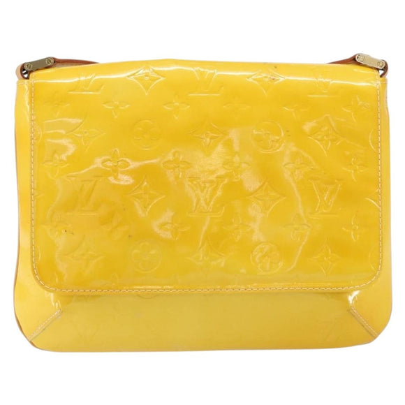 LOUIS VUITTON Monogram Vernis Thompson Street Bag Lime Yellow M91071 Auth gh1370