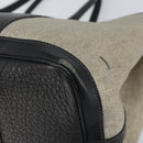 HERMES Garden party PM Bag Coated Canvas Leather White Navy Silver Auth gh1382-8