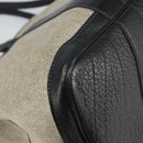 HERMES Garden party PM Bag Coated Canvas Leather White Navy Silver Auth gh1382-17