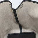 HERMES Garden party PM Bag Coated Canvas Leather White Navy Silver Auth gh1382-20