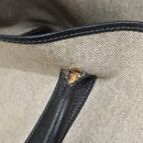 HERMES Garden party PM Bag Coated Canvas Leather White Navy Silver Auth gh1382-10