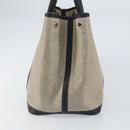 HERMES Garden party PM Bag Coated Canvas Leather White Navy Silver Auth gh1382-3