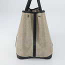 HERMES Garden party PM Bag Coated Canvas Leather White Navy Silver Auth gh1382-4