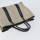 HERMES Garden party PM Bag Coated Canvas Leather White Navy Silver Auth gh1382-6