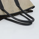 HERMES Garden party PM Bag Coated Canvas Leather White Navy Silver Auth gh1382-7