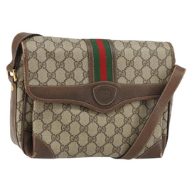 GUCCI GG Supreme Web Sherry Line Shoulder Bag PVC Beige 001 116 0844 Auth gh1384