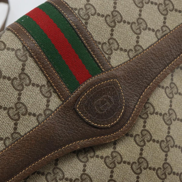 GUCCI GG Supreme Web Sherry Line Shoulder Bag PVC Beige 001 116 0844 Auth gh1384
