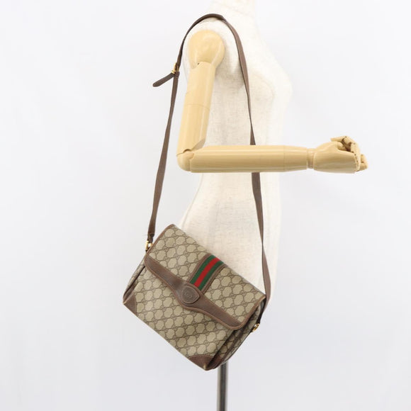 GUCCI GG Supreme Web Sherry Line Shoulder Bag PVC Beige 001 116 0844 Auth gh1384