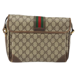 GUCCI GG Supreme Web Sherry Line Shoulder Bag PVC Beige 001 116 0844 Auth gh1384 - 0