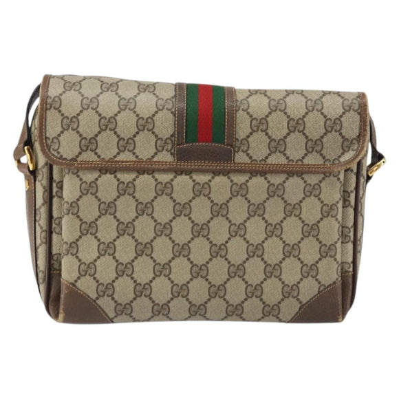 GUCCI GG Supreme Web Sherry Line Shoulder Bag PVC Beige 001 116 0844 Auth gh1384