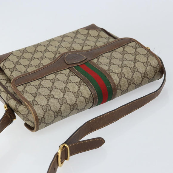 GUCCI GG Supreme Web Sherry Line Shoulder Bag PVC Beige 001 116 0844 Auth gh1384