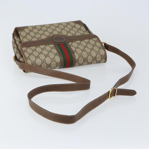 GUCCI GG Supreme Web Sherry Line Shoulder Bag PVC Beige 001 116 0844 Auth gh1384