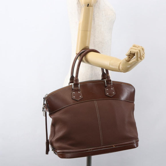 LOUIS VUITTON Suhari Lockit MM Hand Bag Leather Sienne M91876 LV Auth gh1385