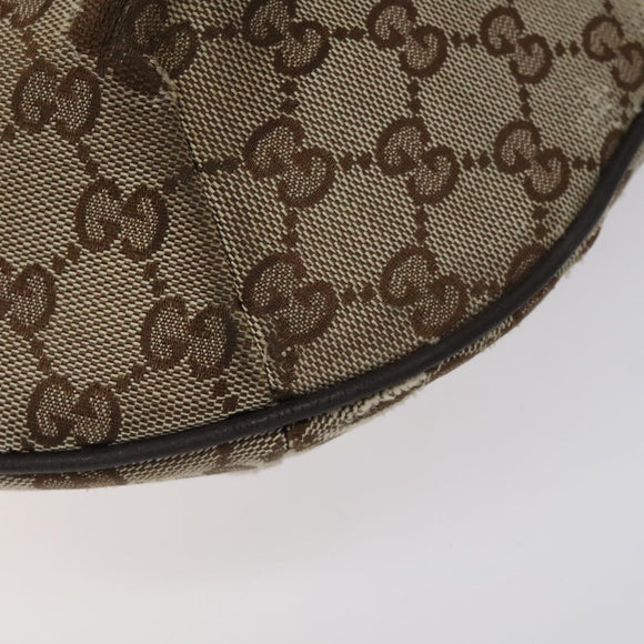 GUCCI GG Canvas Shoulder Bag Beige Silver 181092 Auth gh139