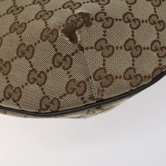 GUCCI GG Canvas Shoulder Bag Beige Silver 181092 Auth gh139