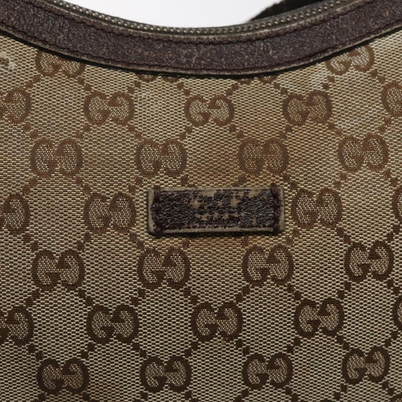 GUCCI GG Canvas Shoulder Bag Beige Silver 181092 Auth gh139