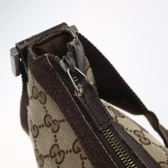 GUCCI GG Canvas Shoulder Bag Beige Silver 181092 Auth gh139