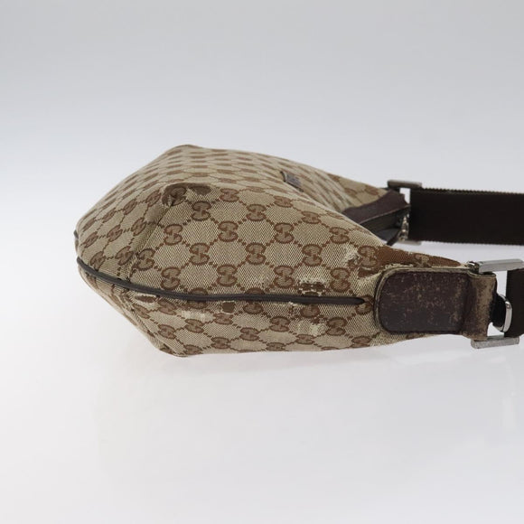 GUCCI GG Canvas Shoulder Bag Beige Silver 181092 Auth gh139