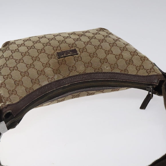GUCCI GG Canvas Shoulder Bag Beige Silver 181092 Auth gh139