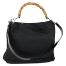 GUCCI Bamboo Hand Bag Nylon 2way Black Silver 001 2404 1577 0 Auth gh1392-1