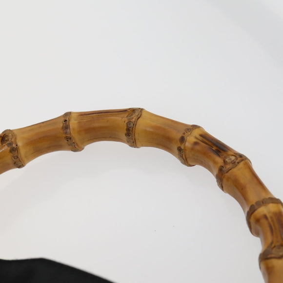 GUCCI Bamboo Hand Bag Nylon 2way Black Silver 001 2404 1577 0 Auth gh1392