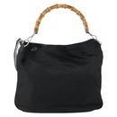 GUCCI Bamboo Hand Bag Nylon 2way Black Silver 001 2404 1577 0 Auth gh1392-2