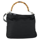 GUCCI Bamboo Hand Bag Nylon 2way Black Silver 001 2404 1577 0 Auth gh1392-3