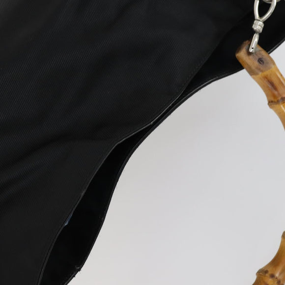 GUCCI Bamboo Hand Bag Nylon 2way Black Silver 001 2404 1577 0 Auth gh1392