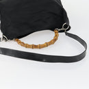 GUCCI Bamboo Hand Bag Nylon 2way Black Silver 001 2404 1577 0 Auth gh1392-7