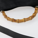 GUCCI Bamboo Hand Bag Nylon 2way Black Silver 001 2404 1577 0 Auth gh1392-9