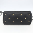 Salvatore Ferragamo Gancini Hand Bag Leather 2way Black Gold Auth gh1393V-11
