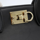 Salvatore Ferragamo Gancini Hand Bag Leather 2way Black Gold Auth gh1393V-16