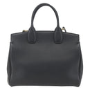 Salvatore Ferragamo Gancini Hand Bag Leather 2way Black Gold Auth gh1393V-3