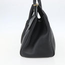 Salvatore Ferragamo Gancini Hand Bag Leather 2way Black Gold Auth gh1393V-5