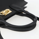 Salvatore Ferragamo Gancini Hand Bag Leather 2way Black Gold Auth gh1393V-7