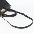 Salvatore Ferragamo Gancini Hand Bag Leather 2way Black Gold Auth gh1393V-9