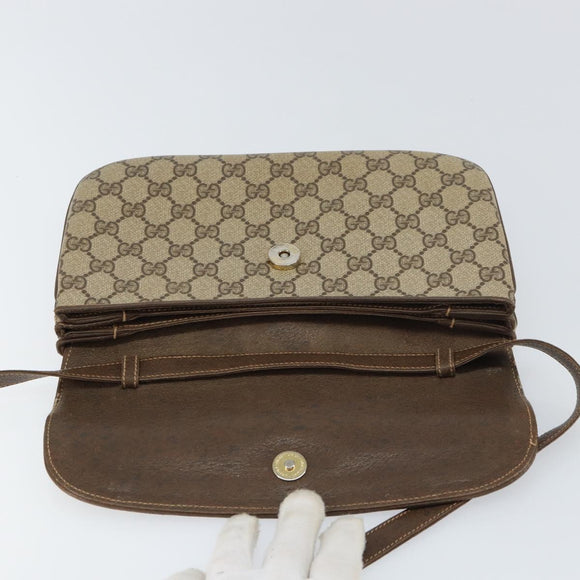 GUCCI GG Supreme Shoulder Bag PVC Beige Gold 004 256 0024 Auth gh1397