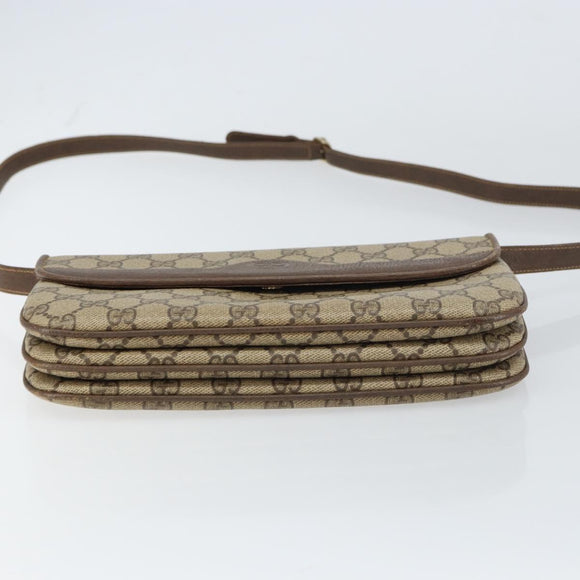 GUCCI GG Supreme Shoulder Bag PVC Beige Gold 004 256 0024 Auth gh1397