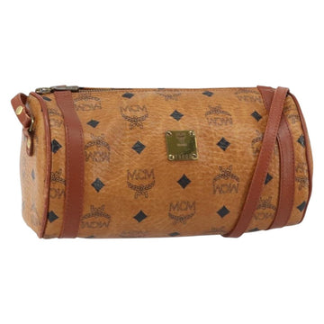 MCM Logogram Vicetos Shoulder Bag PVC Leather Brown Gold Auth gh1398