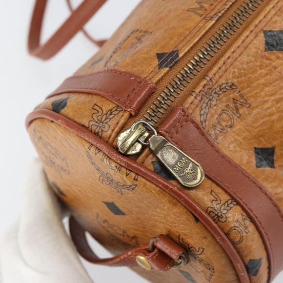 MCM Logogram Vicetos Shoulder Bag PVC Leather Brown Gold Auth gh1398