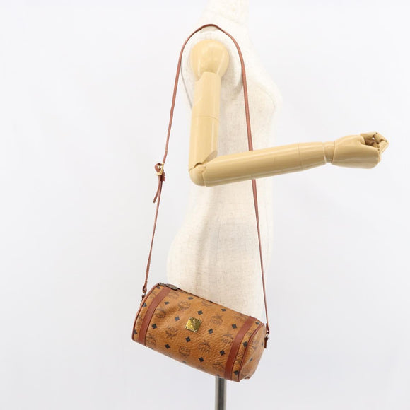 MCM Logogram Vicetos Shoulder Bag PVC Leather Brown Gold Auth gh1398