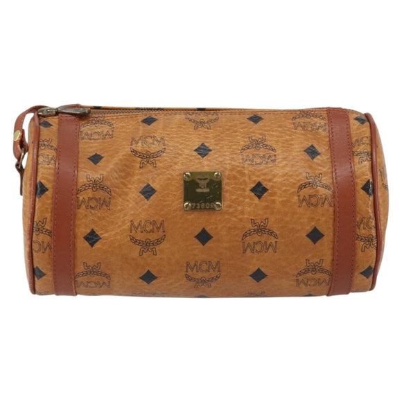 MCM Logogram Vicetos Shoulder Bag PVC Leather Brown Gold Auth gh1398