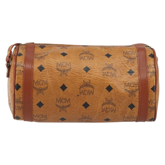 MCM Logogram Vicetos Shoulder Bag PVC Leather Brown Gold Auth gh1398