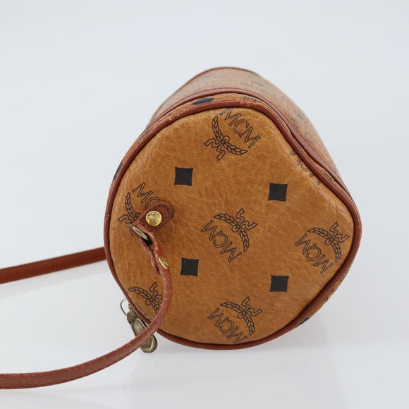 MCM Logogram Vicetos Shoulder Bag PVC Leather Brown Gold Auth gh1398